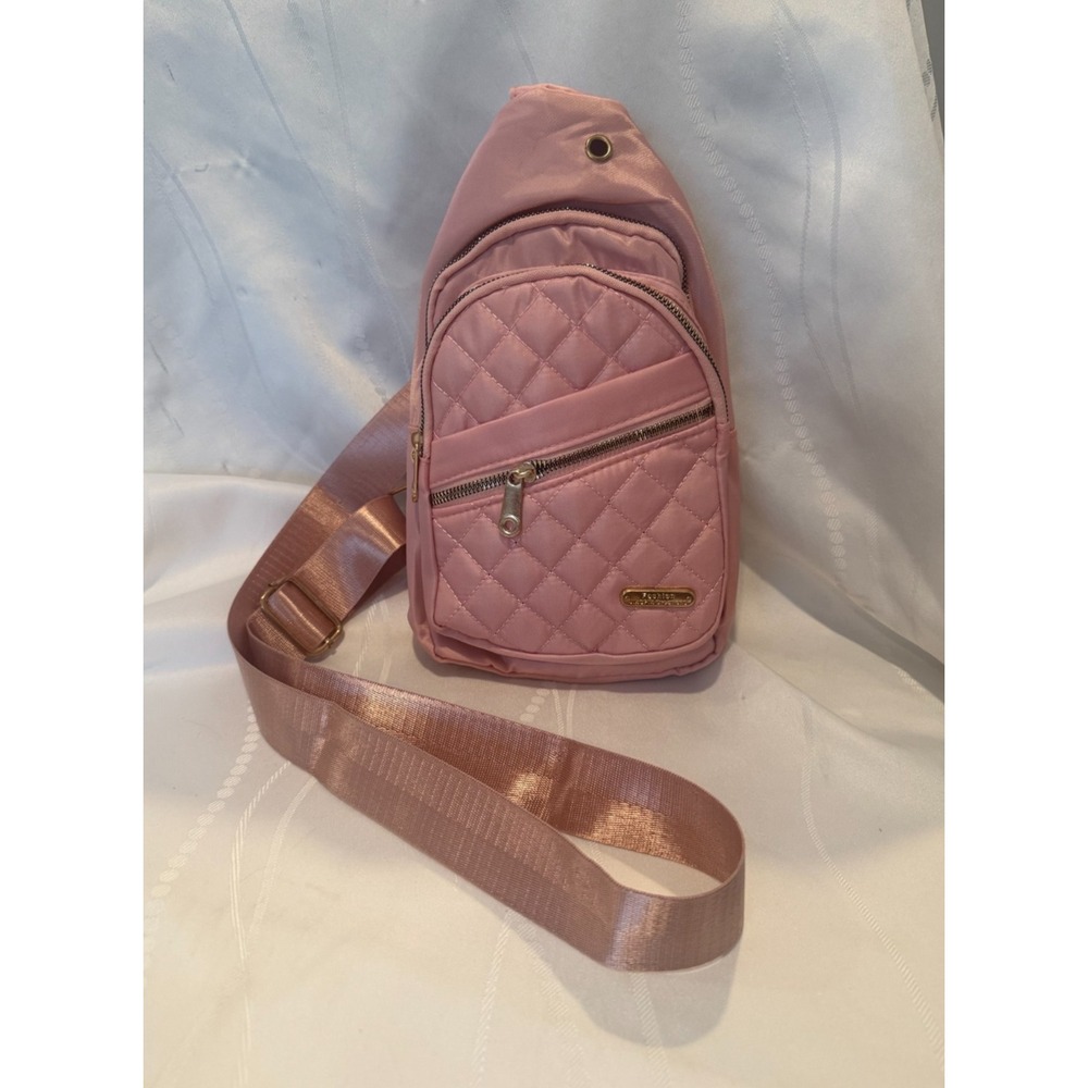 Fashion Jingpin Creations Pink Quilted Mini Sling Backpack Crossbody Bag